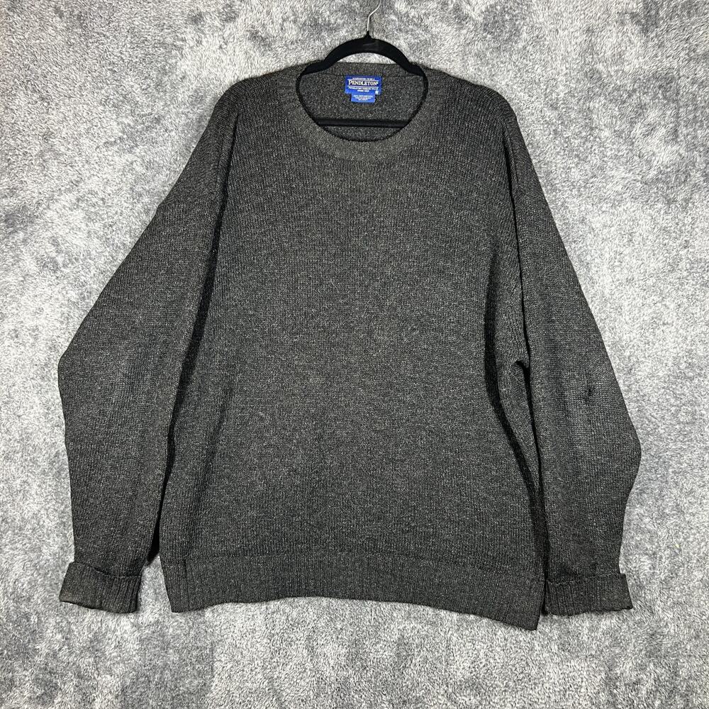 Pendleton Sweatshirt Mens XL Gray Pullover Heavyweight Wool Crewneck Relaxed Fit